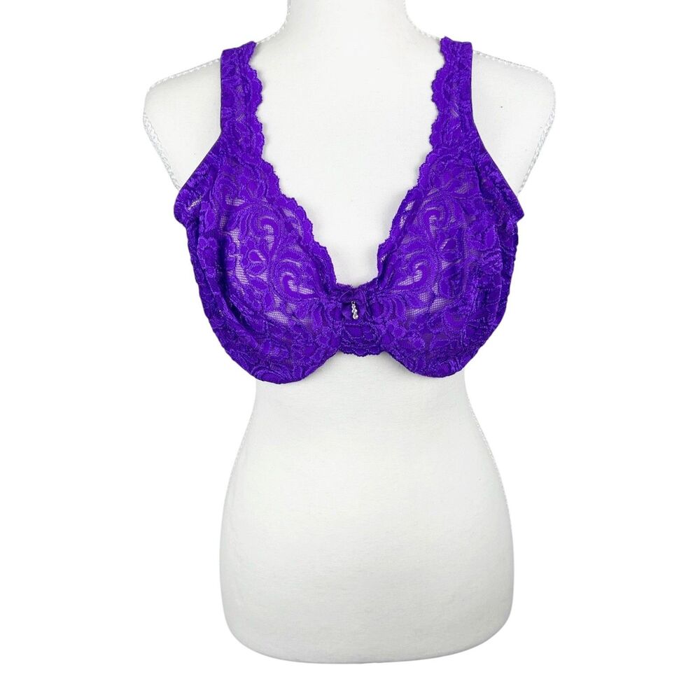 Smart & Sexy Bra Women 38D Purple Floral Lace Wired Unpadded Intimates